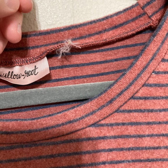 Willow-Root Womens 3/4 Bell Sleeve Soft Striped Blouse Size Medium Pink Gray - Picture 5 of 7